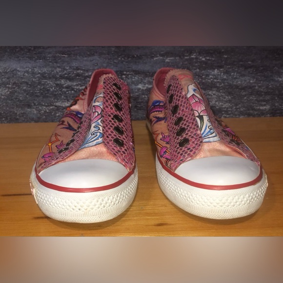 Don Ed Hardy Pink Slip On Laceless Sneaker Size 8 Women’s - Picture 2 of 13